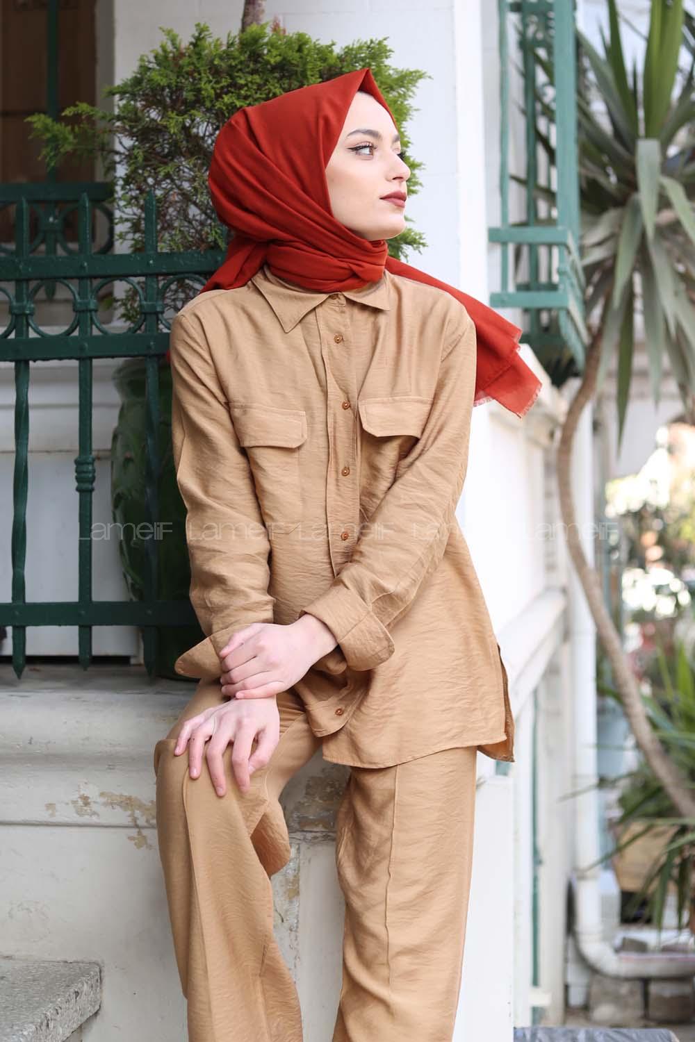 Modalamelif Camel Gömlekli Salaş Takım