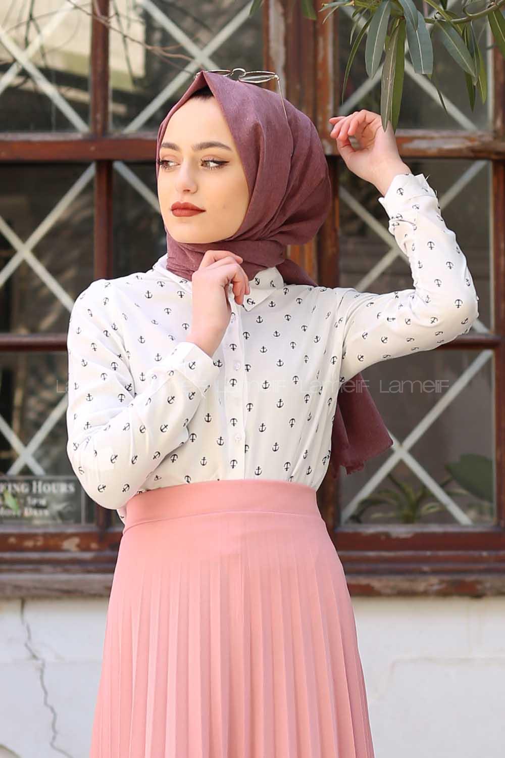 Modalamelif Deniz Figürlü Gömlek Beyaz