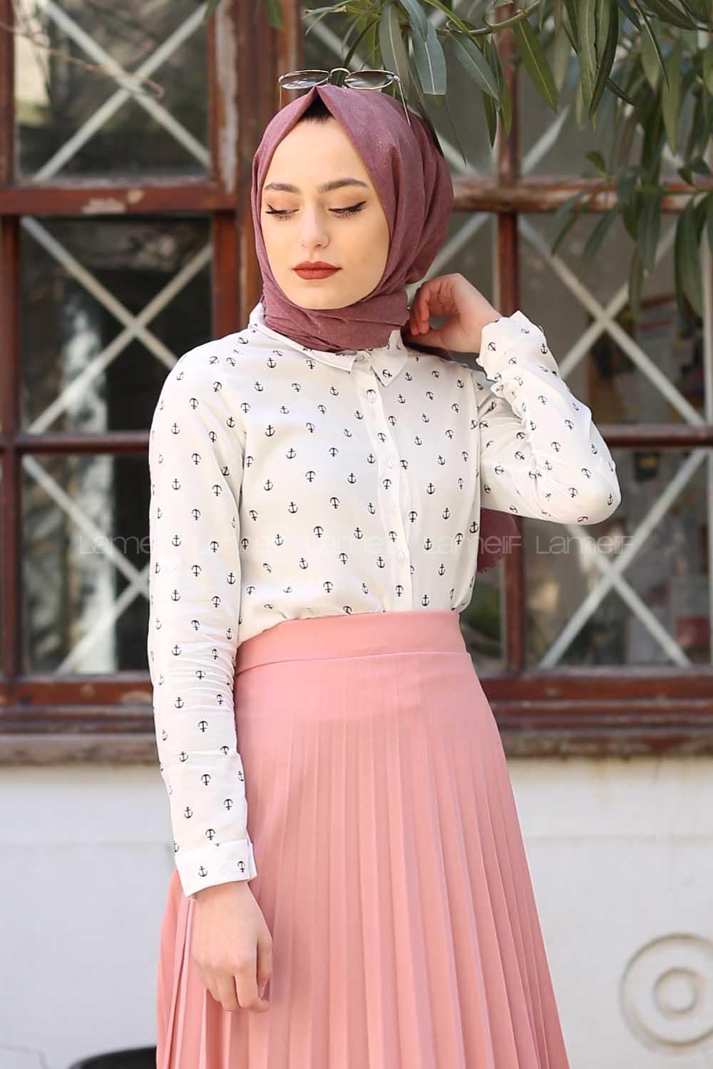 Modalamelif Deniz Figürlü Gömlek Beyaz