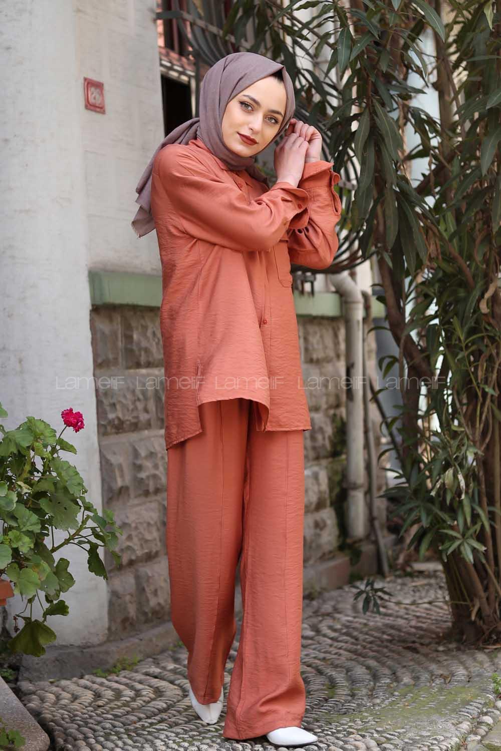 Modalamelif Gül Kurusu Gömlekli Salaş Takım