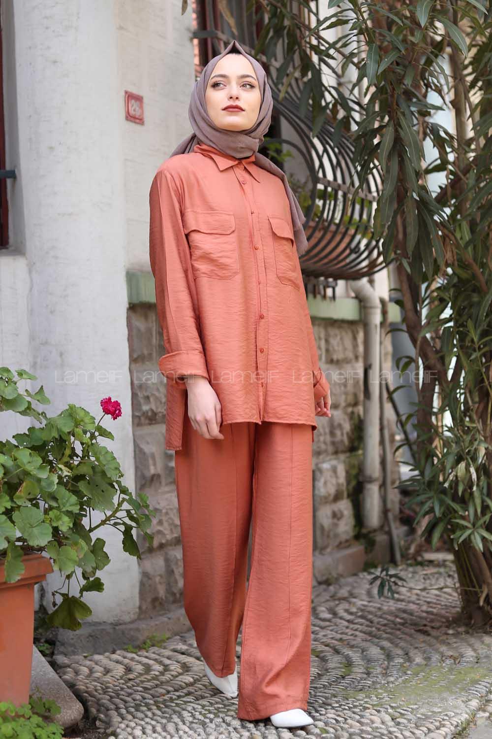 Modalamelif Gül Kurusu Gömlekli Salaş Takım