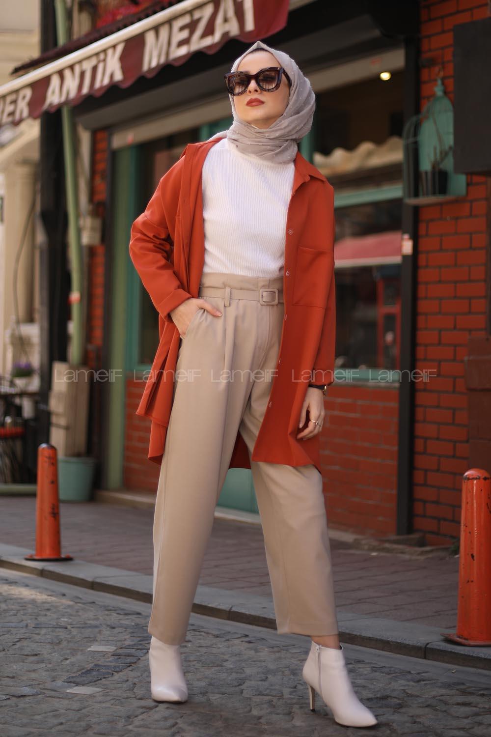 Modalamelif Kiremit İki Cep Gömlek