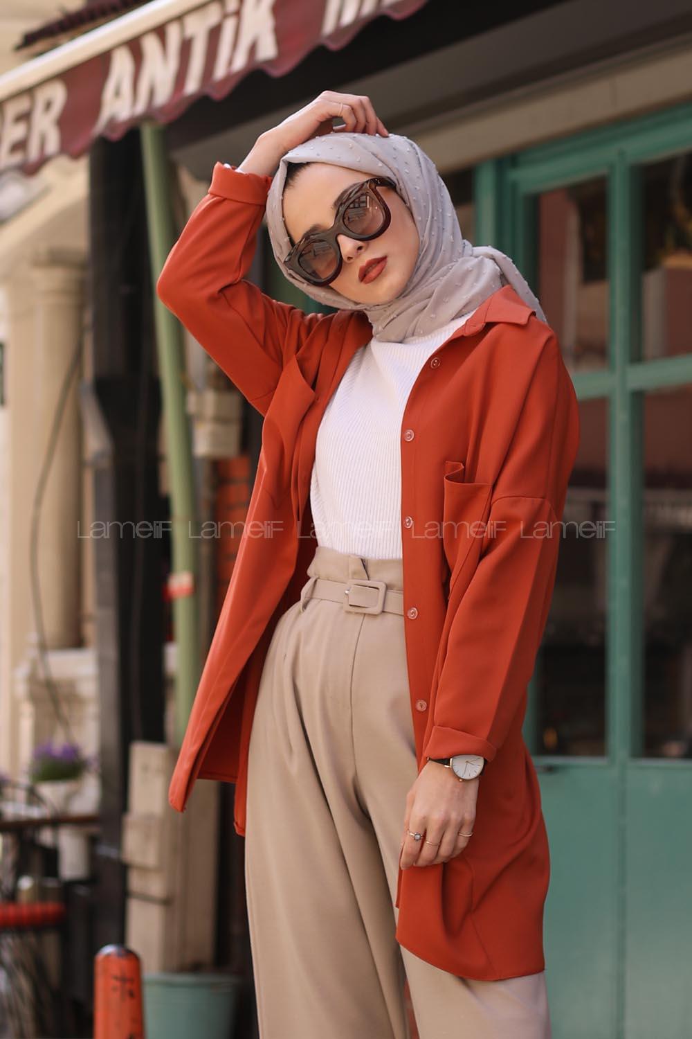 Modalamelif Kiremit İki Cep Gömlek