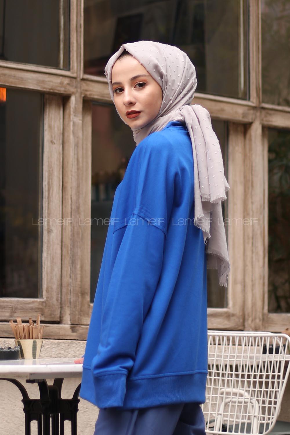 Modalamelif Saks Mavi Marigunta Baskılı Sweat