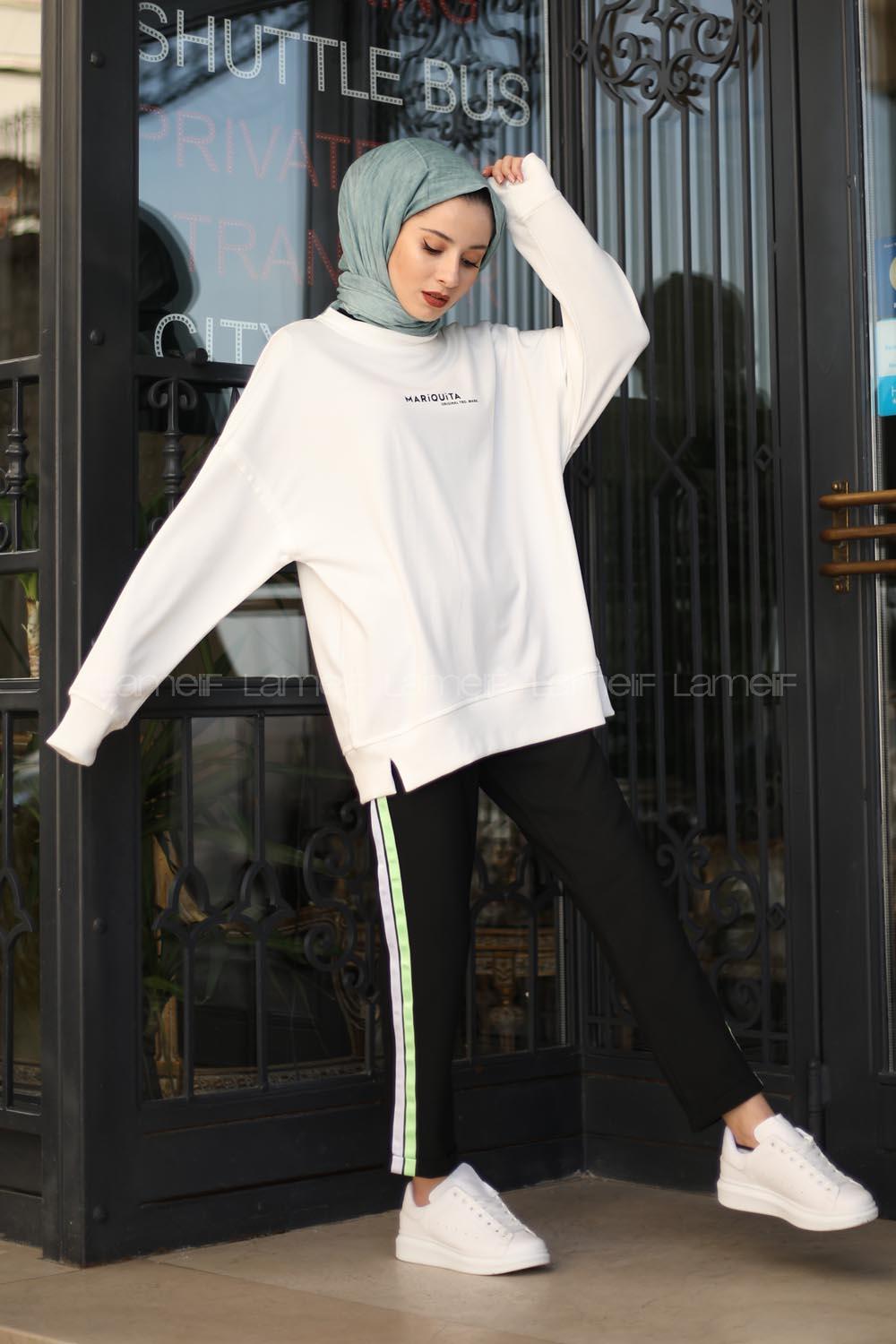 Modalamelif Beyaz Marigunta Baskılı Sweat