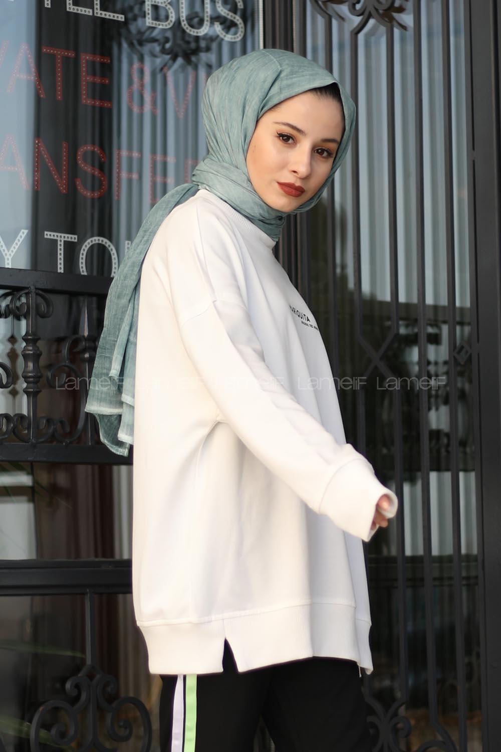 Modalamelif Beyaz Marigunta Baskılı Sweat