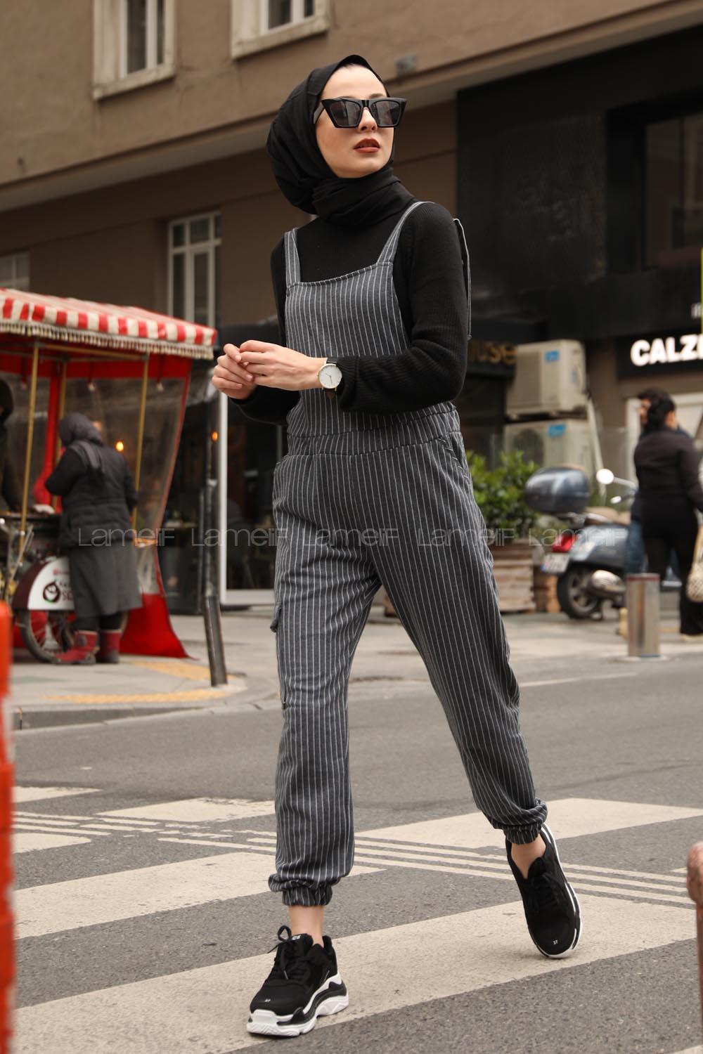 Modalamelif Çizgili Kargo Slopet Antrasit