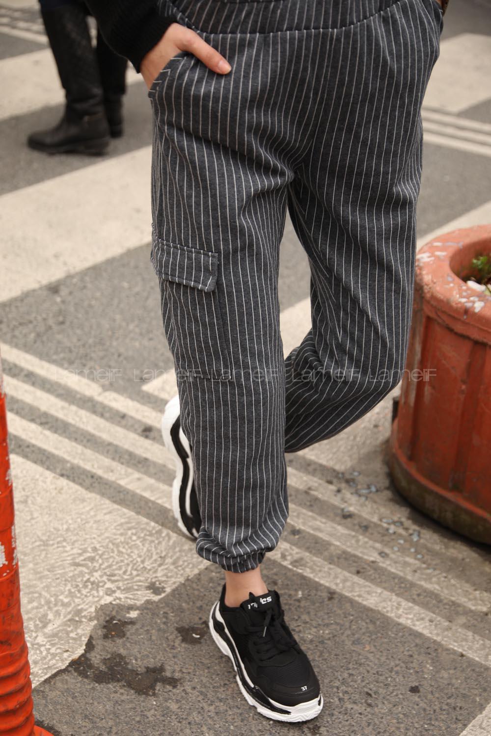 Modalamelif Çizgili Kargo Slopet Antrasit