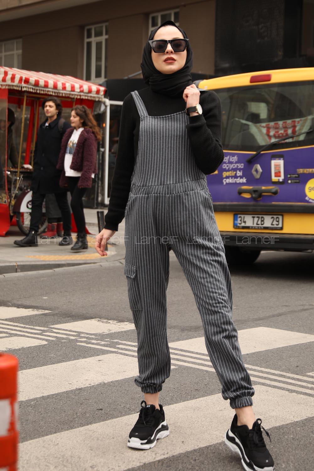 Modalamelif Çizgili Kargo Slopet Antrasit