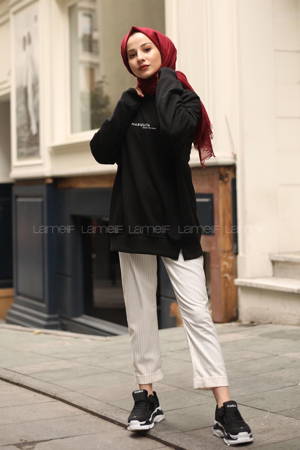 Modalamelif Siyah Marigunta Baskılı Sweat