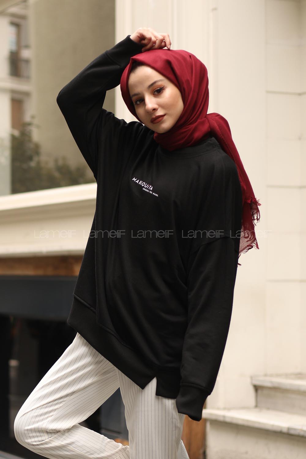 Modalamelif Siyah Marigunta Baskılı Sweat