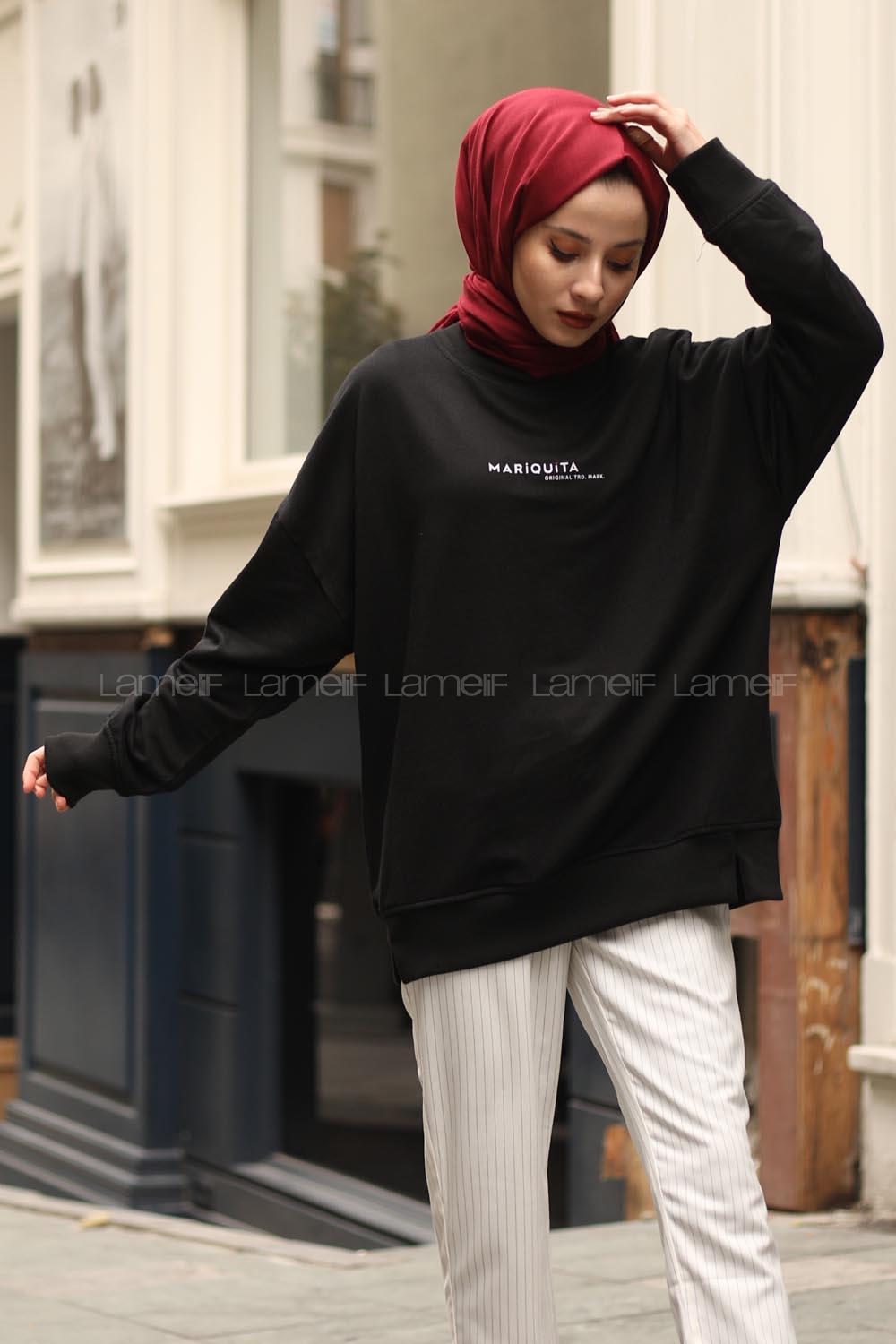 Modalamelif Siyah Marigunta Baskılı Sweat