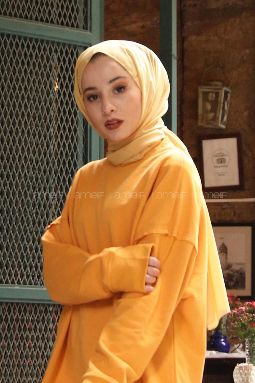 Modalamelif Krep Şal Hardal