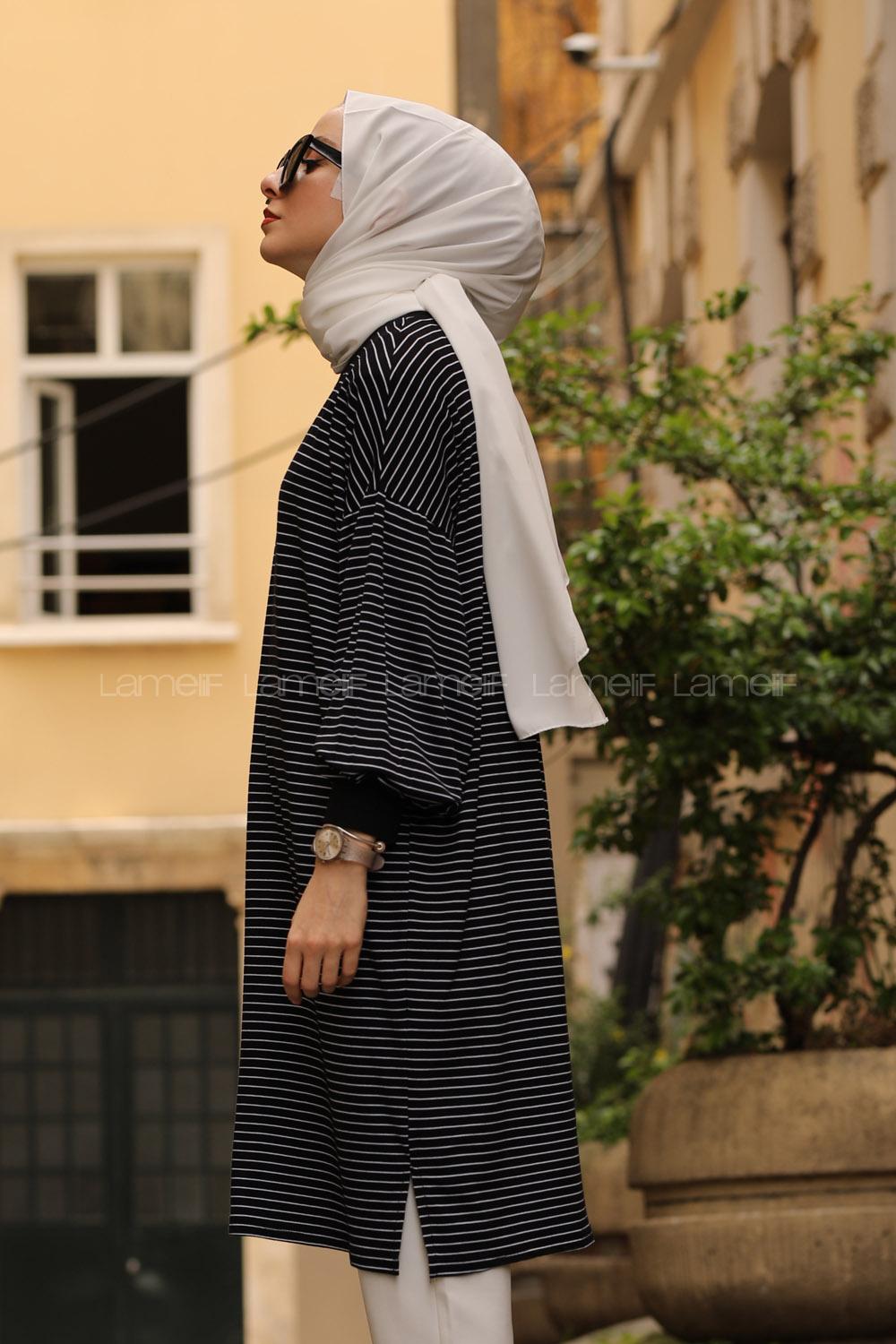 Modalamelif Siyah Ağırlıklı Balon Kol Sweat