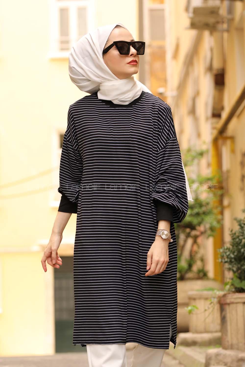 Modalamelif Siyah Ağırlıklı Balon Kol Sweat