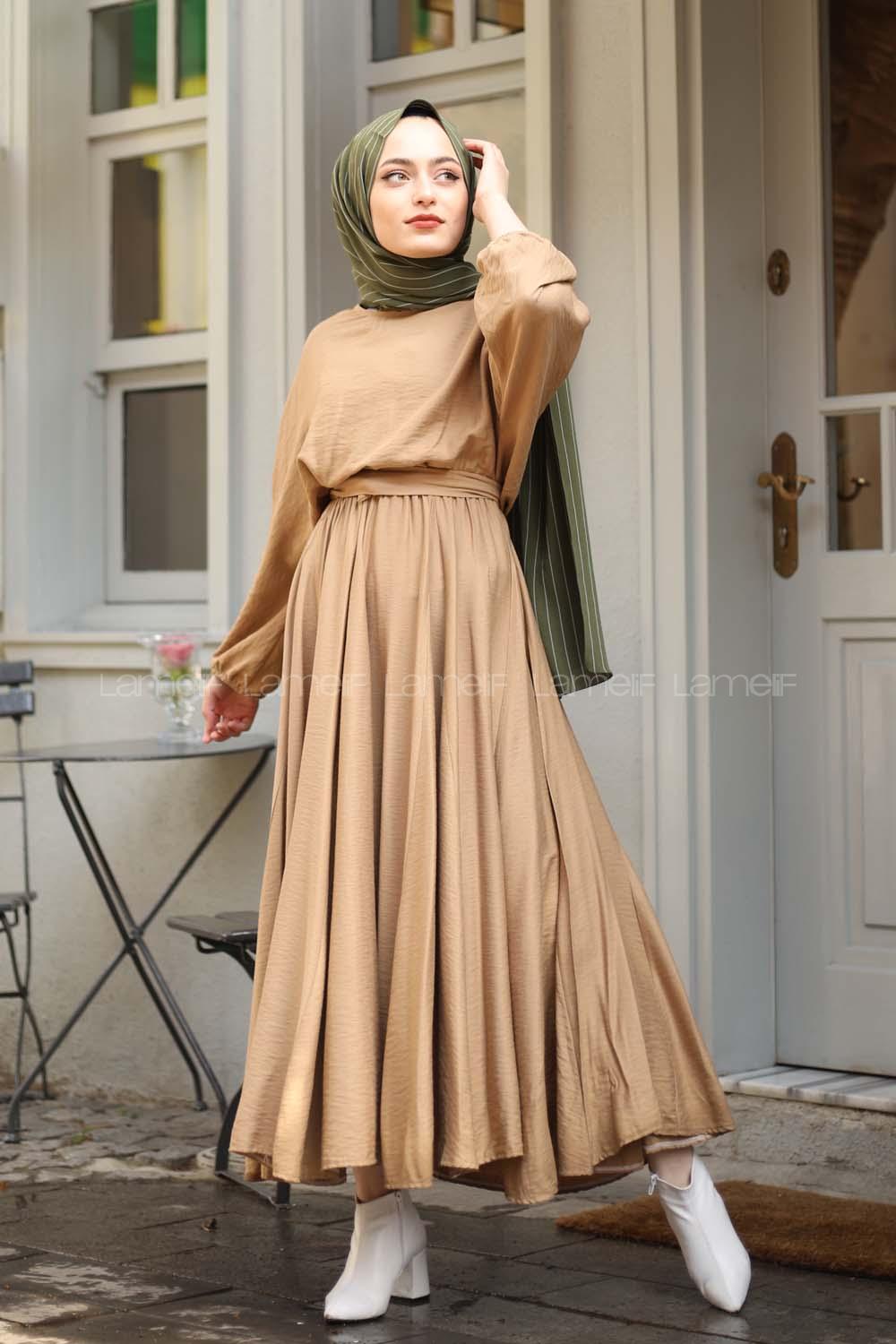 Modalamelif Yüksek Kalite Mevlana Model Elbise Camel