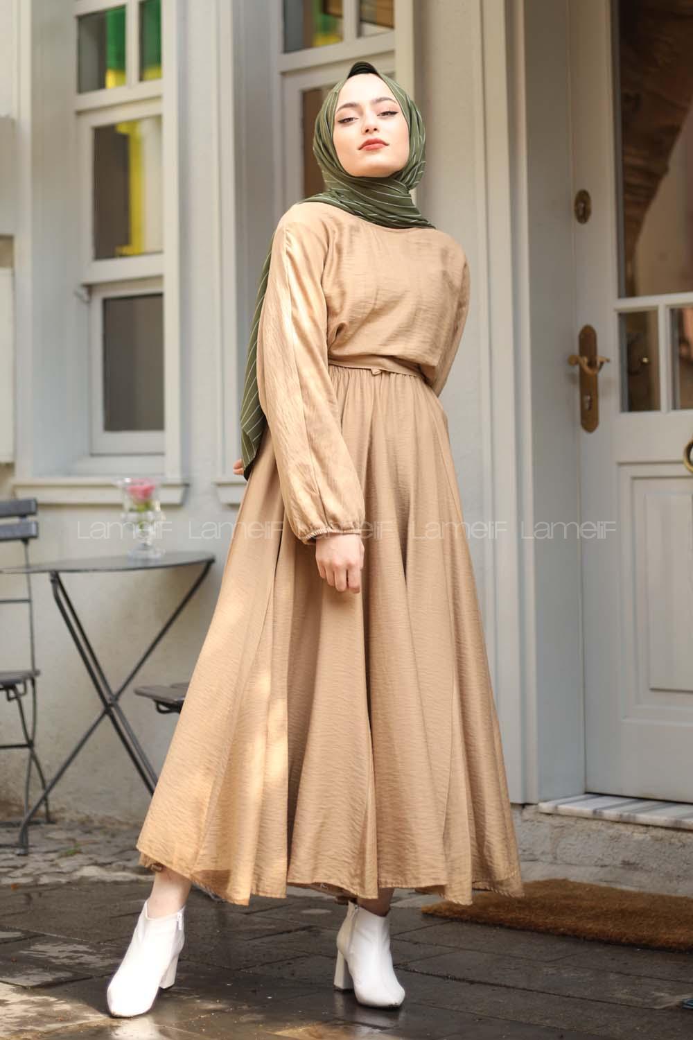 Modalamelif Yüksek Kalite Mevlana Model Elbise Camel