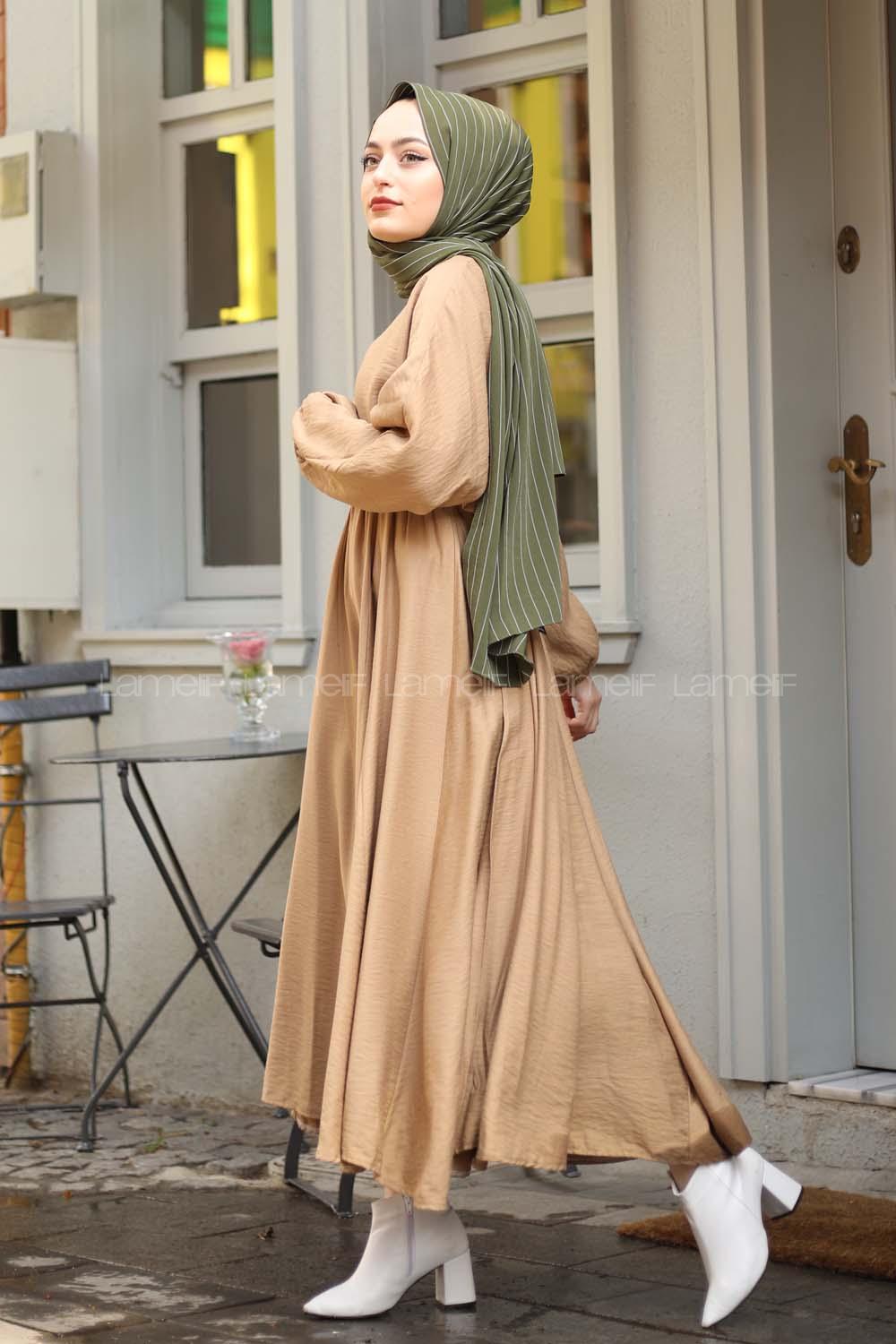 Modalamelif Yüksek Kalite Mevlana Model Elbise Camel