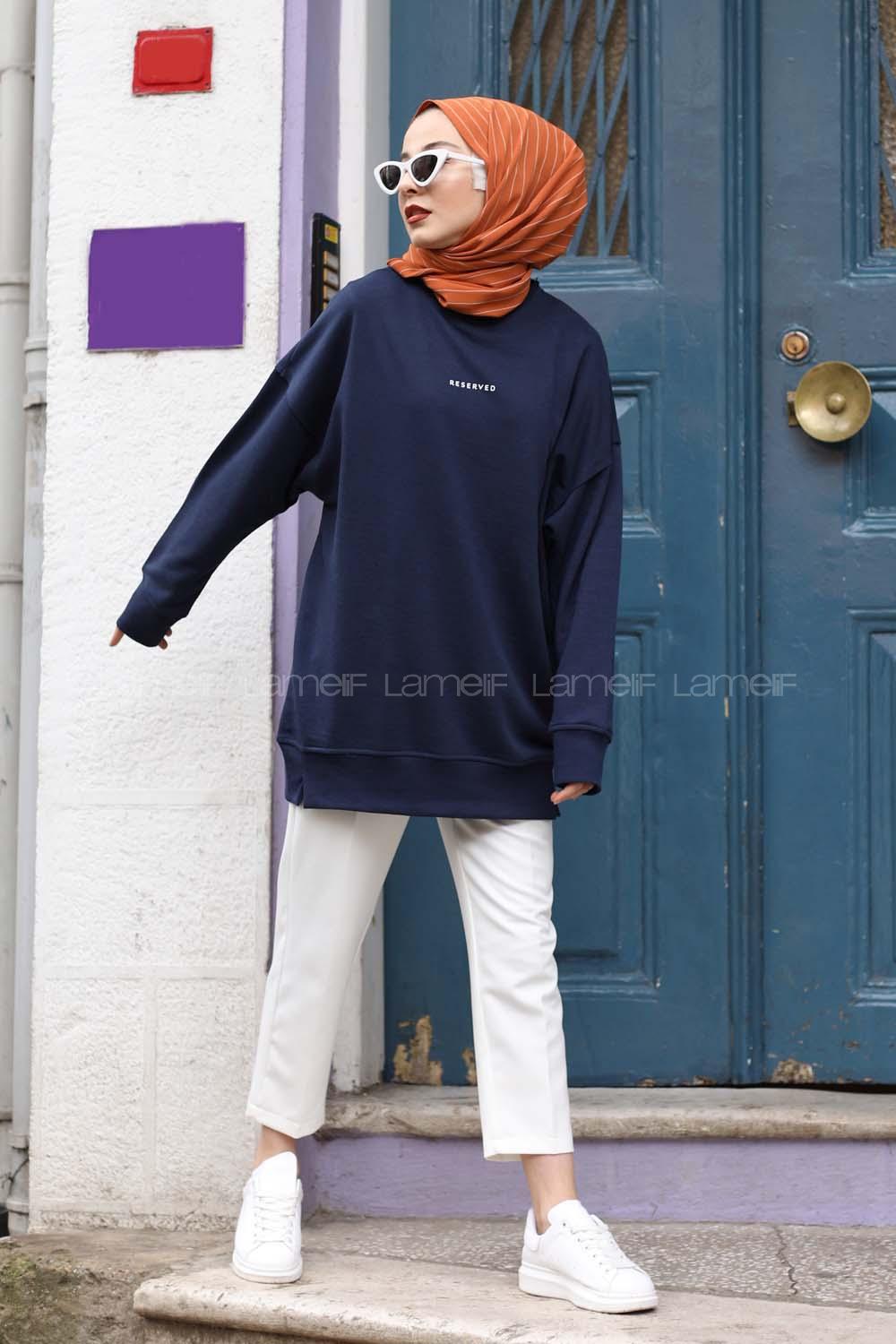 Modalamelif Marigunta Baskılı Sweat Lacivert