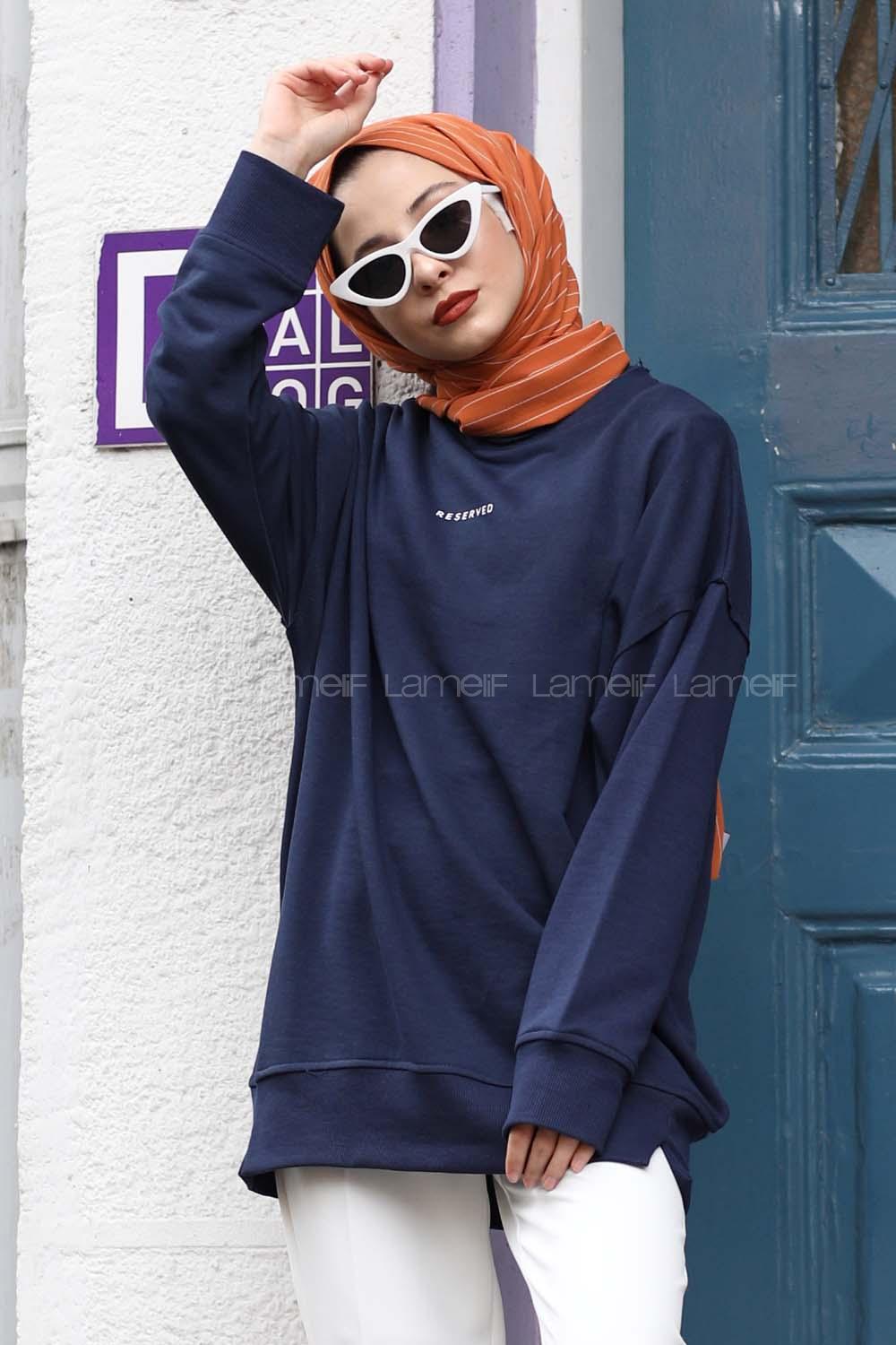 Modalamelif Marigunta Baskılı Sweat Lacivert