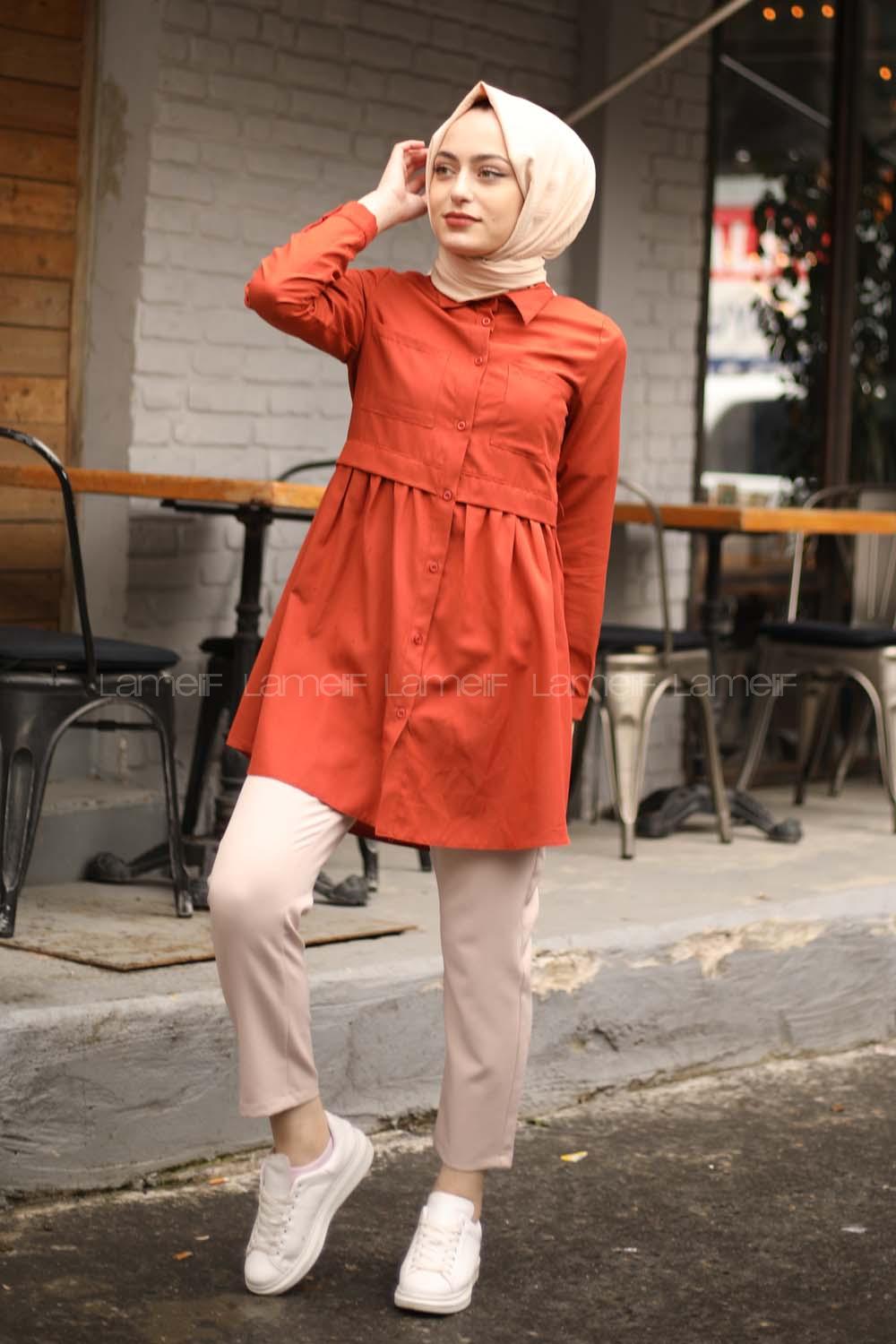 Modalamelif Kiremit Prenses Model Tunik