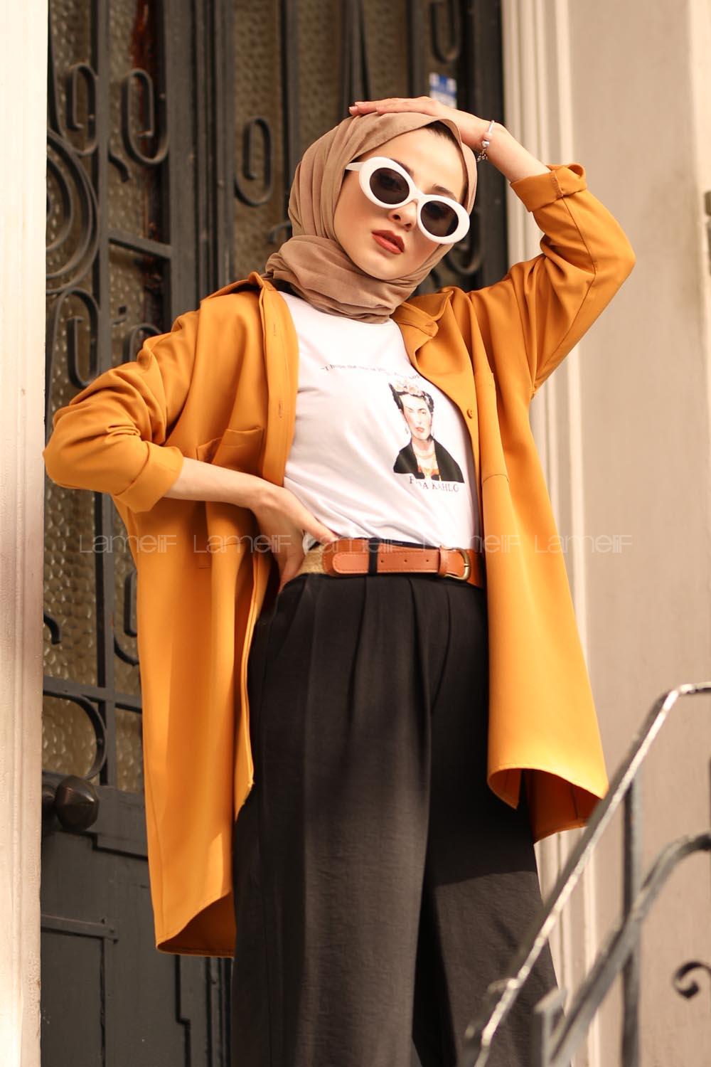 Modalamelif Hardal Sarısı İki Cep Gömlek