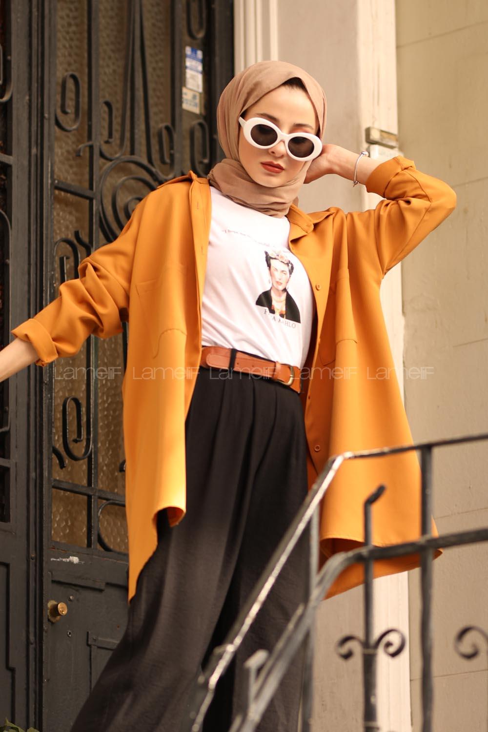 Modalamelif Hardal Sarısı İki Cep Gömlek