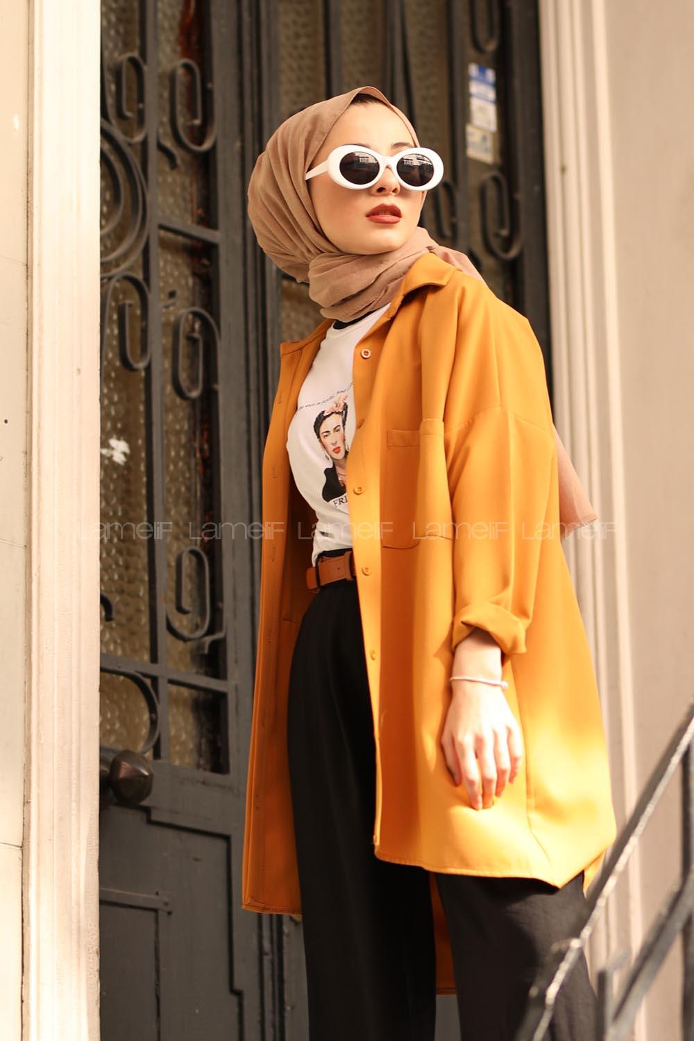 Modalamelif Hardal Sarısı İki Cep Gömlek