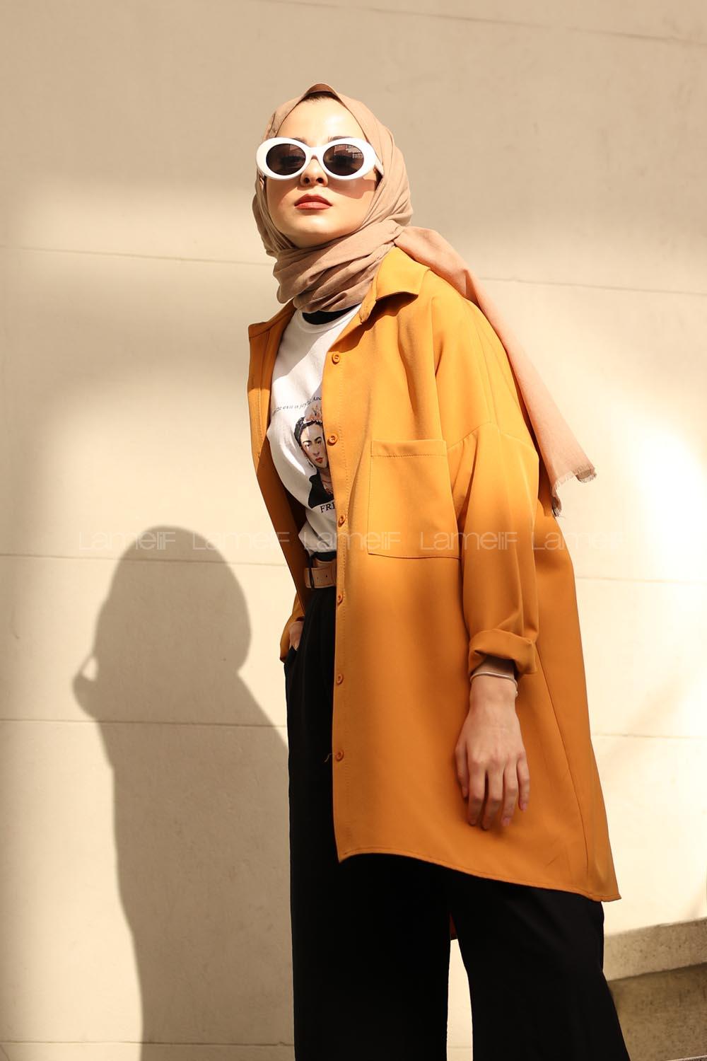 Modalamelif Hardal Sarısı İki Cep Gömlek