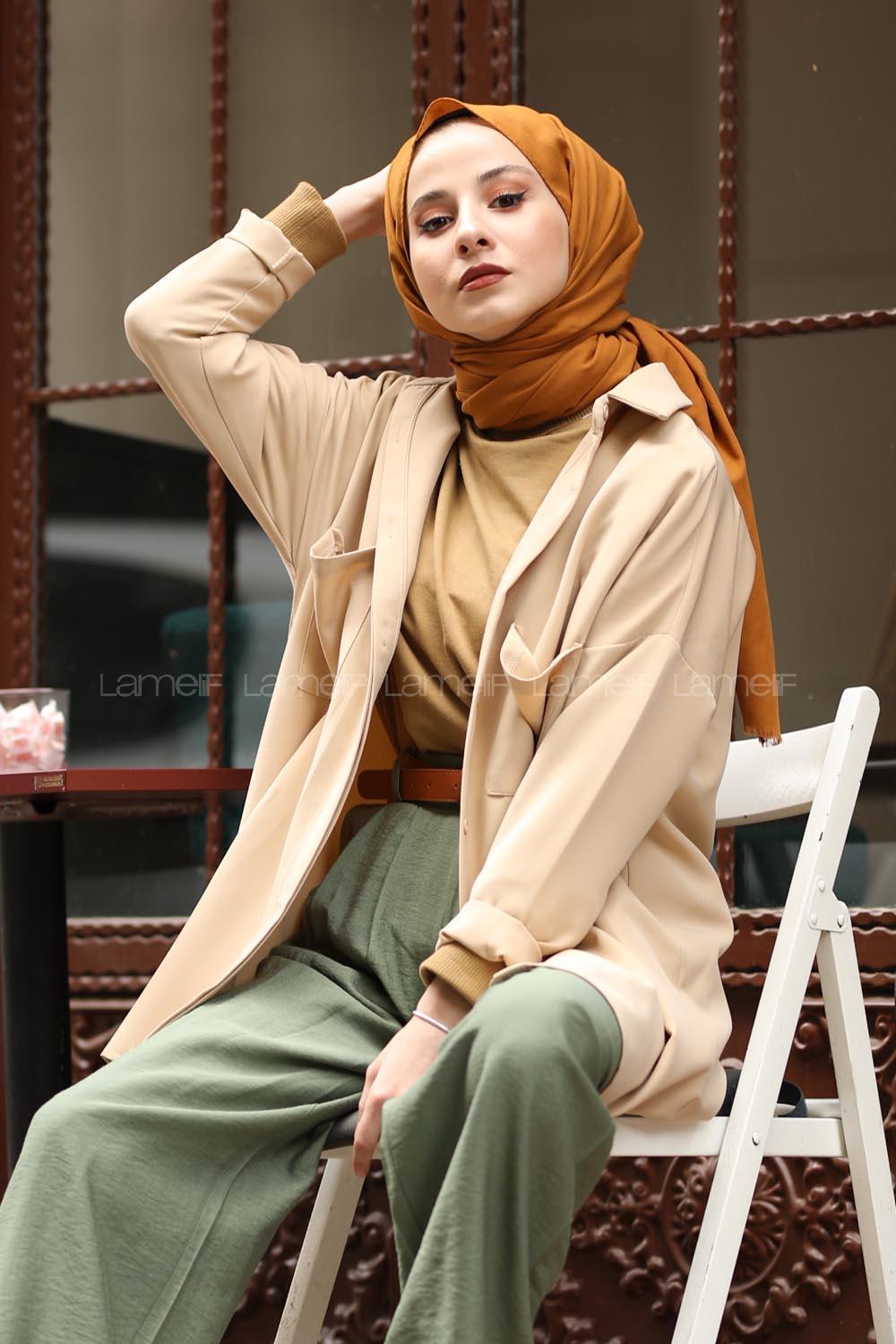 Modalamelif Krem İki Cep Gömlek