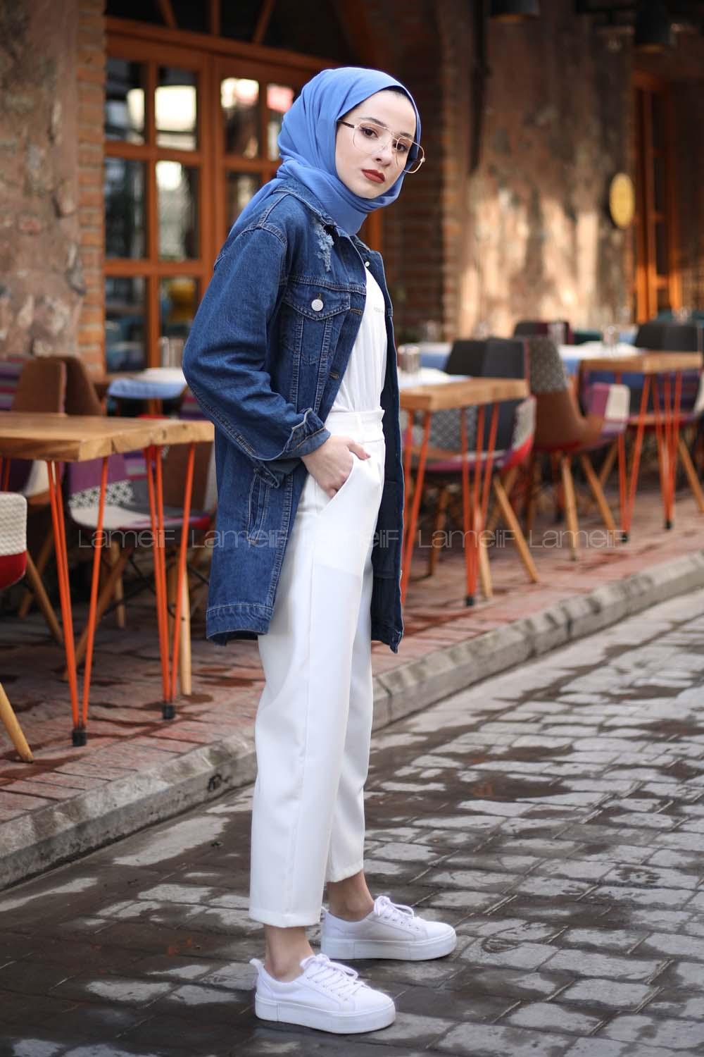 Modalamelif Beyaz Şık Havuç Pantolon