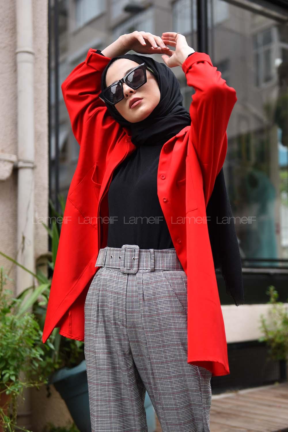 Modalamelif Kırmızı İki Cep Gömlek