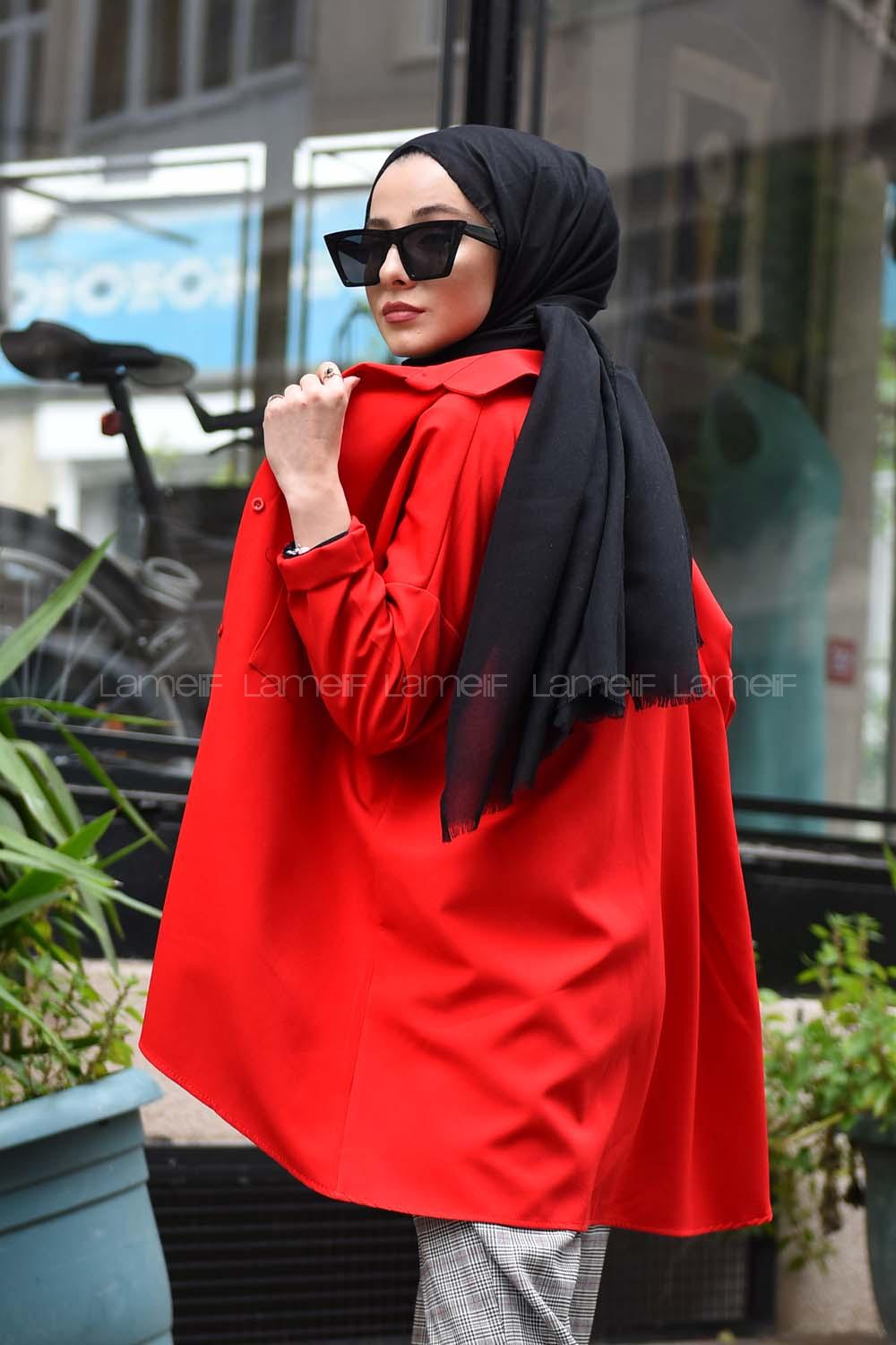 Modalamelif Kırmızı İki Cep Gömlek