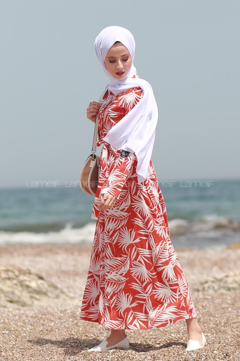 Modalamelif Tropik Elbise Kiremit
