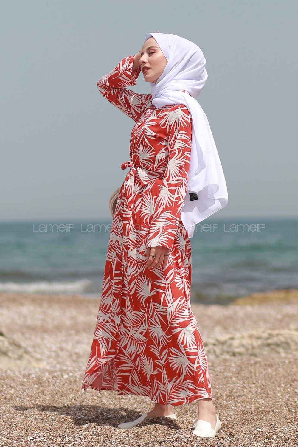 Modalamelif Tropik Elbise Kiremit