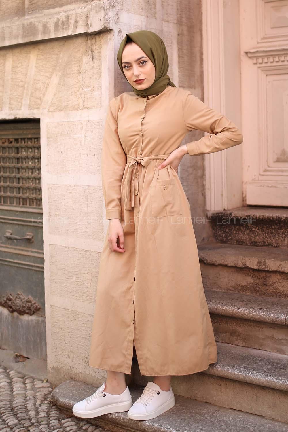 Modalamelif Keten Elbise Bisküvi