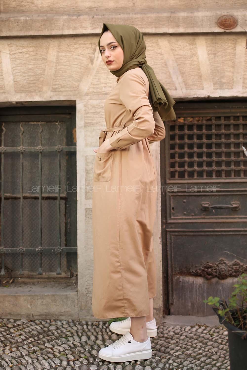 Modalamelif Keten Elbise Bisküvi