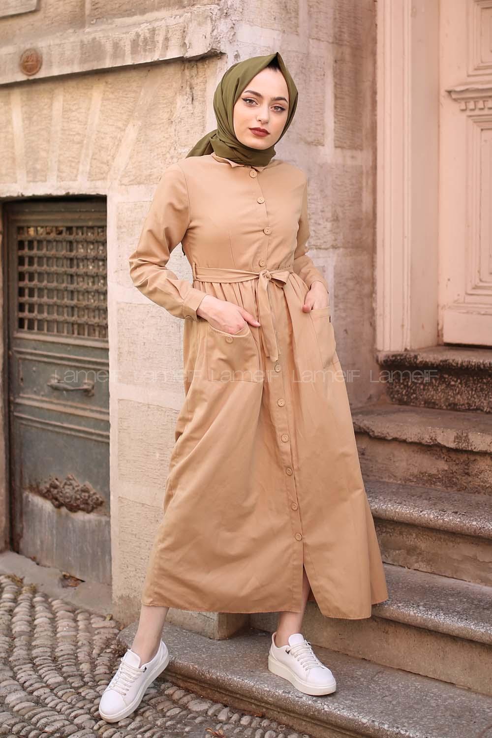 Modalamelif Keten Elbise Bisküvi