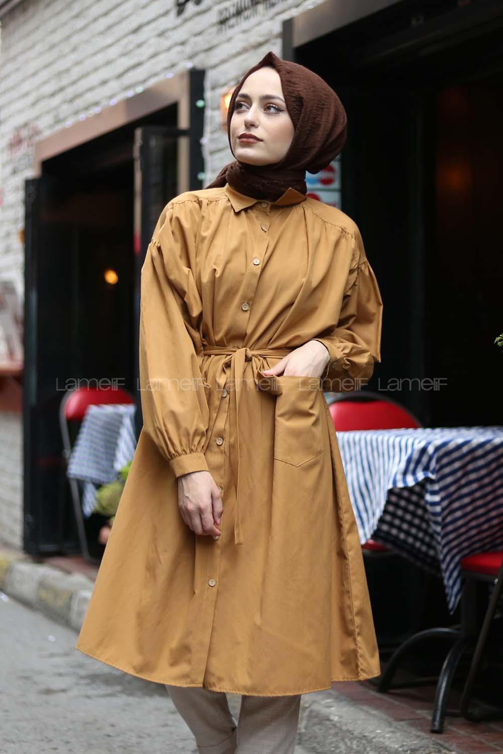 Modalamelif Uzun Gömlek Hardal Sarısı