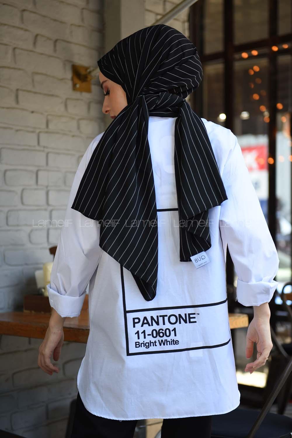 Modalamelif Pantone Yazılı Gömlek Beyaz
