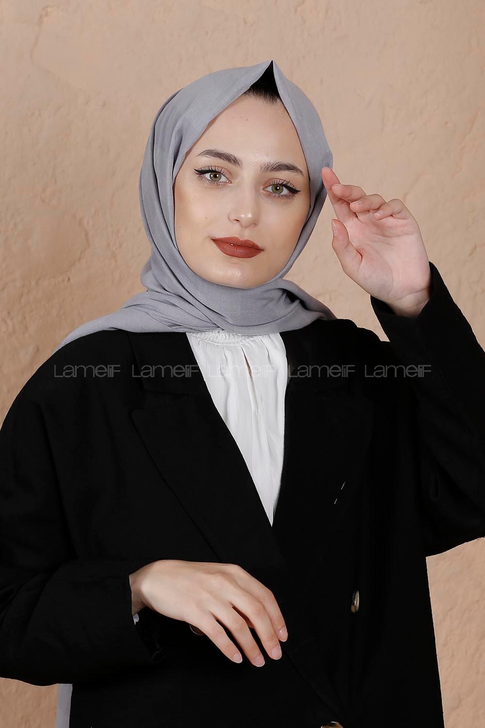 Quu Organik Cotton Şal Kalın Çizgili Gri