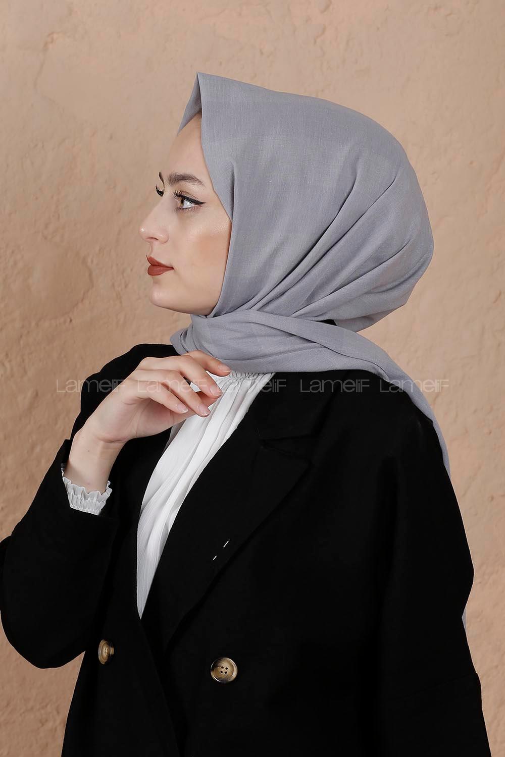 Quu Organik Cotton Şal Kalın Çizgili Gri