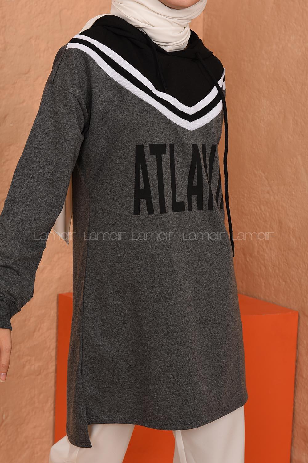 Modalamelif Atlanta Kapşonlu Bayan Tunik Gri