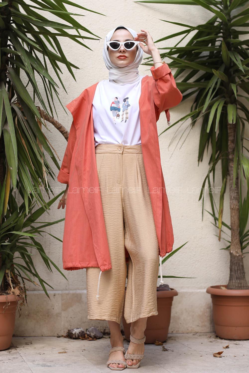 Modalamelif Somon Renk Salaş Kimono