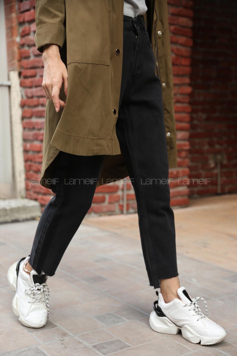 Modalamelif Siyah Paça Kesik Havuç Pantolon