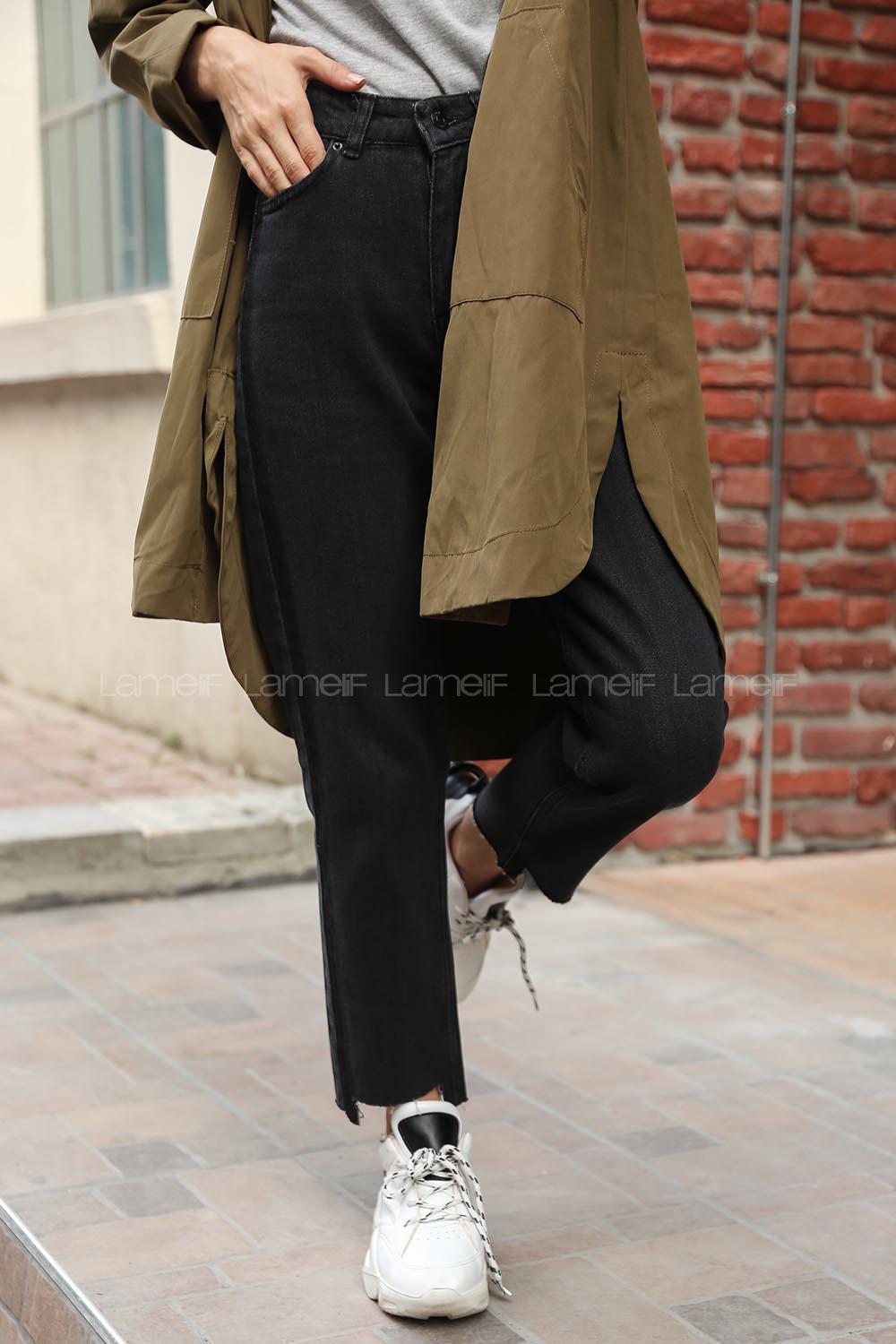 Modalamelif Siyah Paça Kesik Havuç Pantolon