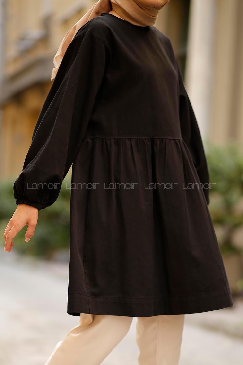 Modalamelif Balon Kol Valonlı Tunik Siyah