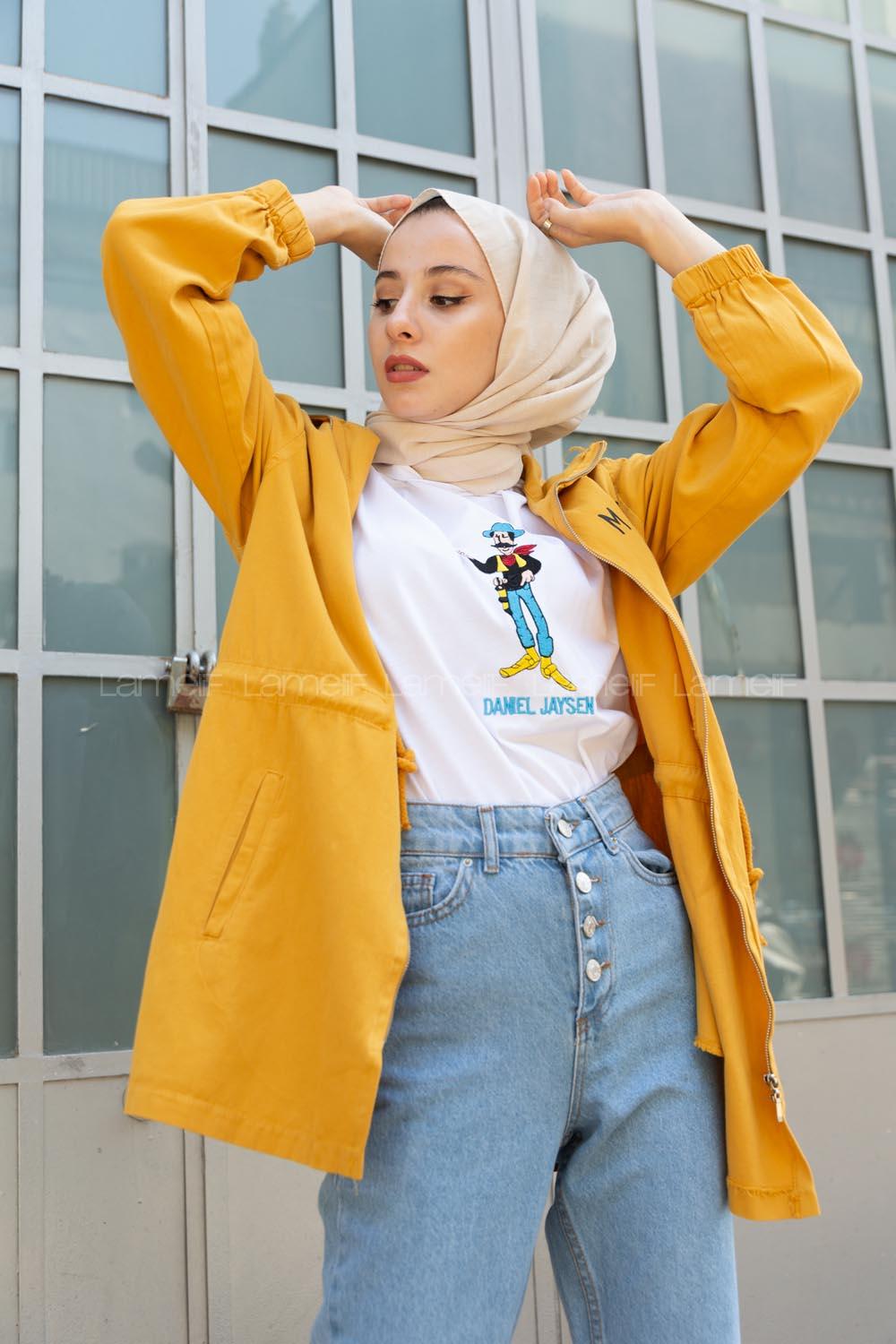 Modalamelif  Msgd Baskılı Ceket Hardal Sarısı