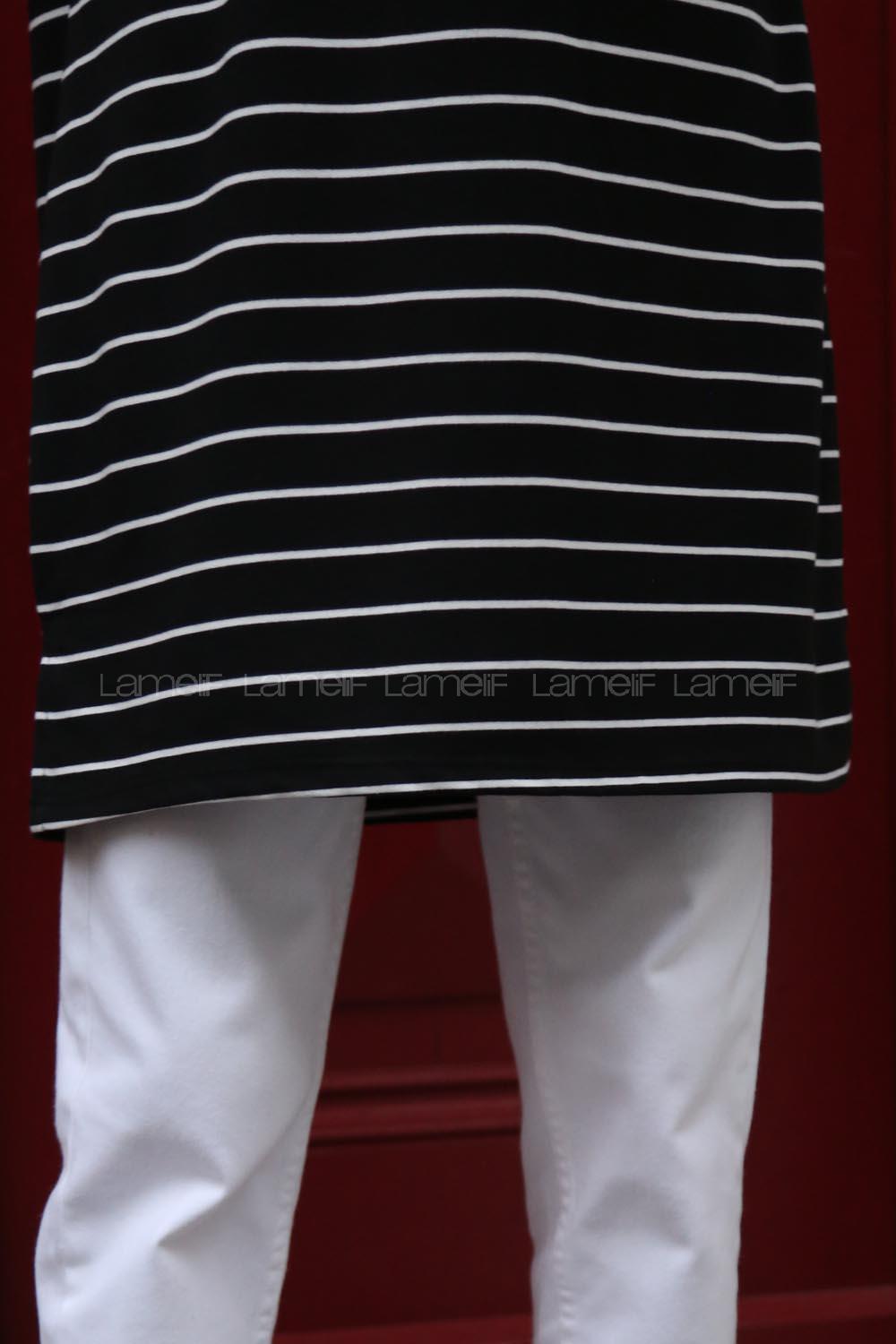 Modalamelif Çizgili Basıc Tunik Siyah