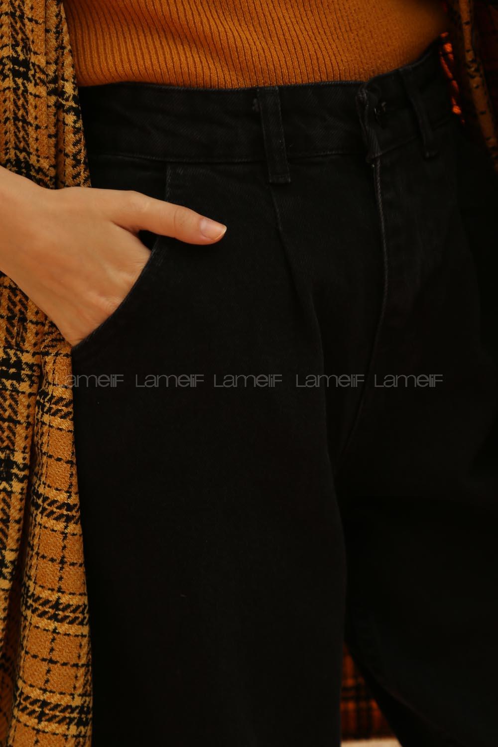 Lamelif Balon Model Bol Mom Jean Siyah